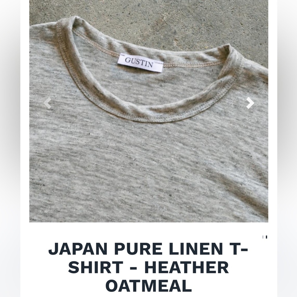 Gustin pure linen Tshirt in Oatmeal, size M